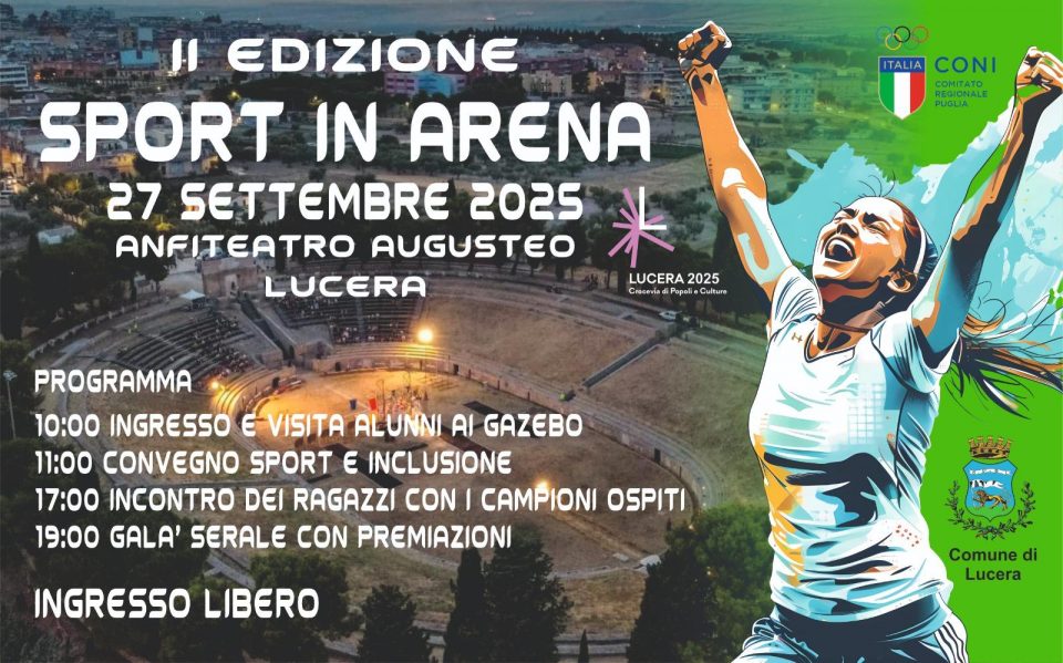 Lucera, lo sport protagonista all’Anfiteatro Romano con “Sport in Arena”